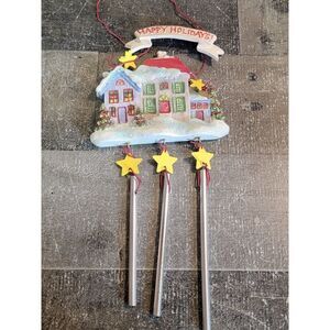 Happy holidays house Windchime ceramic ornament Xmas Decor star
